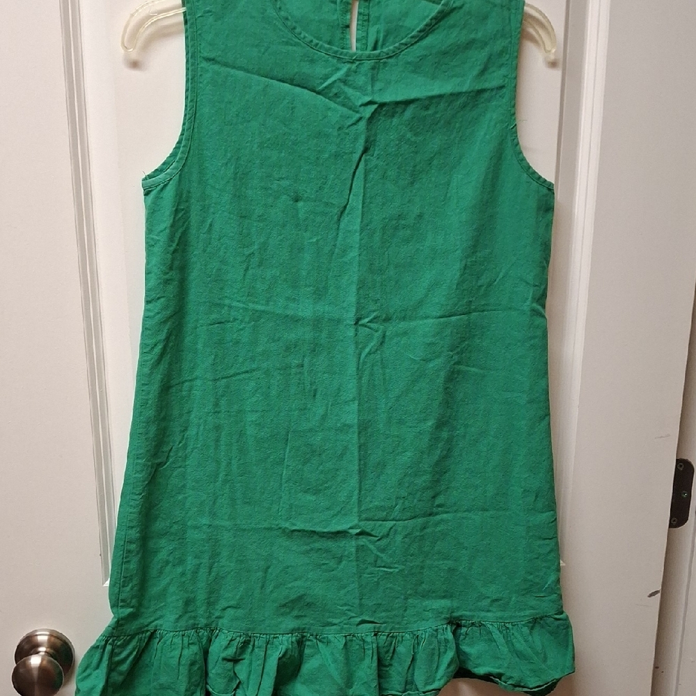 Shein Green Sleeveless Ruffle Hem Dress Size S